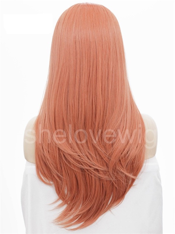 Silk Straight Synthetic Lace Front Wig Dark Pink