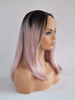 Black Dark Pink Ombre Fiber Hair Lace Front Wig
