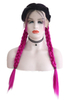 Black Root with Dark Pink Synthetic Lace Wig