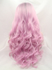 Wavy Black Pink Synthetic Lace Front Wig Ombre Color