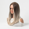 Ombre Light Blonde Synthetic Wigs Machine Made Medium Length