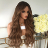 Dark Root with Brown Ombre Human Hair Full Lace Wigs Beauty Wave Quality Lace Front Wigs