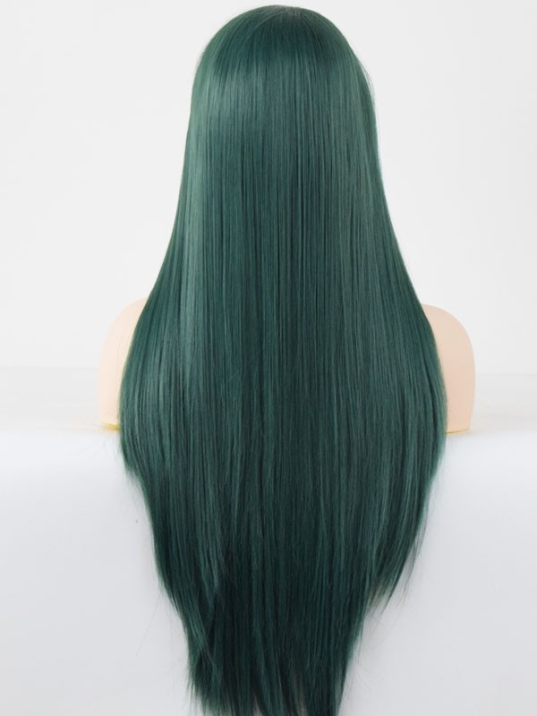 Blackish Green Natural Straight Fiber Hair Lace Front Wigs