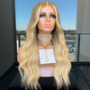 Wavy Ombre Blonde Glueless Full Lace Wigs European Virgin Hair Lace Front Wig