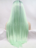Straight Black Fresh Green Synthetic Lace Front Wig