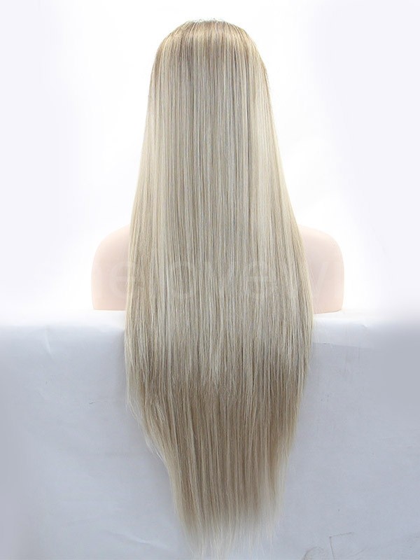 Brown Root Blonde Synthetic Lace Front Wig Ombre Straight