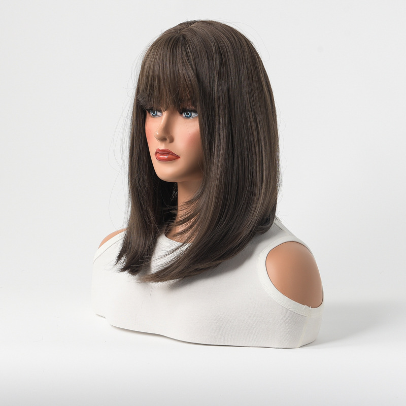 Cheap Price Natural Brown Color Synthetic Wig Machine Made