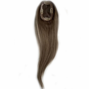 Ombre Black Root with Dark Brown Mono Base Virgin Hair Toppers for Women