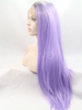 Black with Light Purple Lace Front Wig Synthetic Hair