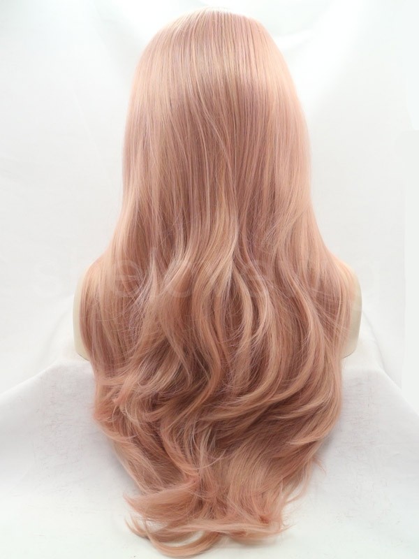 Dark Pink Synthetic Lace Front Wig Wave Hair