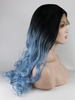 Ombre Black Blue Synthetic Lace Front Wig Wave Hairstyle