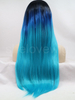 Quality Synthetic Lace Front Wig Black Blue Ombre Color