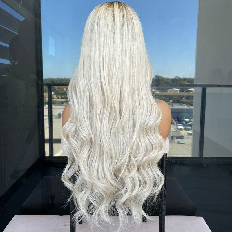 Ombre Platinum Blonde Full Lace Wigs European Virgin Hair Lace Front Wigs Beauty Wave 