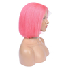 Pink Color Human Hair Lace Wigs Bob Hair Style Human Hair Lace Wigs