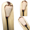 Ombre Blonde Human Hair Glueless Lace Wigs Silk Straight Black Root with Blonde Human Hair Lace Wig