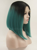 Bob Synthetic Lace Front Wig Black with Green