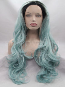 Good Quality Synthetic Lace Wig Black Lightest Green