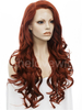 Brown Red Synthetic Lace Front Wig Long Wavy Hair