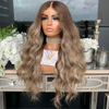 Ombre Brown Mixed Blonde Color Glueless Full Lace Wigs for White Women Wave Virgin Hair Lace Front Wig