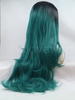 Wave Ombre Black Synthetic Lace Front Wig Dark Green