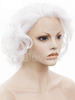 White Lace Front Wigs Synthetic Wave Short Hair