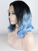 Cute Blue Synthetic Lace Front Wig Wave Short Length