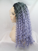 Curl Synthetic Lace Front Wig Black Root with Blue Ombre