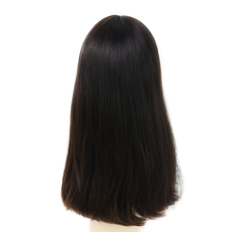 Jewish Wig Virgin Hair Silk Base Lace Front Wigs Straight Dark Brown Kosher Wig Mono Base